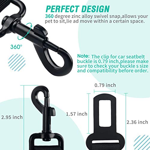 Dog Seat Belt,3 Piece Set Retractable Dog Car Harness Adjustable Dog Seat Belt for Vehicle Nylon Pet Safety Seat Belts Heavy Duty & Elastic - color: 01-Set 01-Black+Black