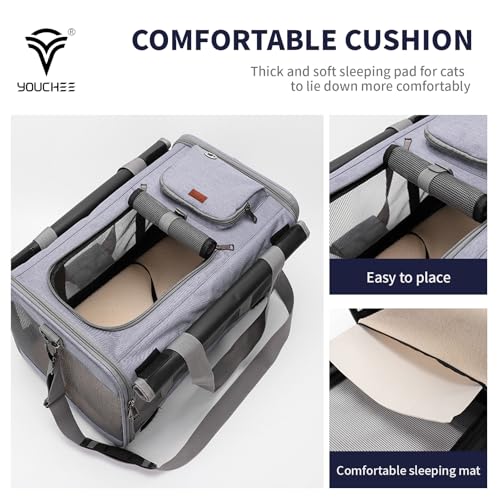 19x10.5x11.5 Inches Cat, Dog Carrier for Pets Up to 20 Ibs, Washable,Soft Sided,Collapsible Travel Puppy Carrier. (Grey) - color: Grey