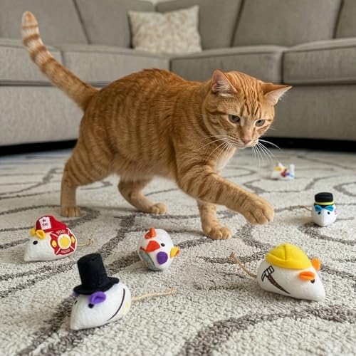 SPOT Mice at Work Cat Toys, Catnip Filled Plush Mice for Indoor Cats, Lightweight Toy Mice with Career Designs, for Single or Multi Cat Homes, 3 in, 6 Count