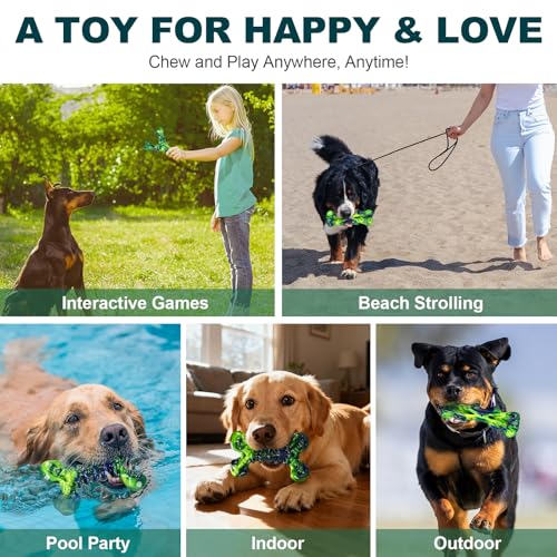 Kseroo Indestructible Dog Toys for Aggressive Chewers: 3-Pack Peanut Butter Flavored Hard Nylon Dog Chew Toys for Medium & Large Dogs(25-90lbs), Super Chewer Dog Bones Toys to Keep Them Busy, Green - color: 3PC-Peanut Butter-Green
