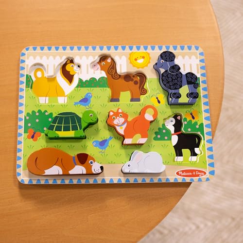 Melissa & Doug Pets Wooden Chunky Puzzle (8 pcs), Educational Screen Free Activity for Toddler, Preschoolers and Kids Ages 2+ - style: Pets