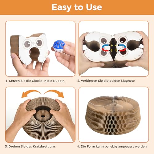 2-Pack Magic Organ Cat Scratcher, Cardboard Kitty Cat Toy with Interactive Ball Track, Foldable Cat Toy Cardboard Ring for Indoor Multi-Cat Homes, Fun Intelligence Exercise & Furniture Protection