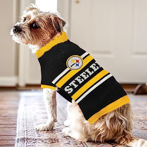 NFL Pittsburgh Steelers Dog Sweater, Size Small. Warm and Cozy Knit Pet Sweater with NFL Team Logo, Best Puppy Sweater for Large and Small Dogs - color: Pittsburgh Steelers, size: Small