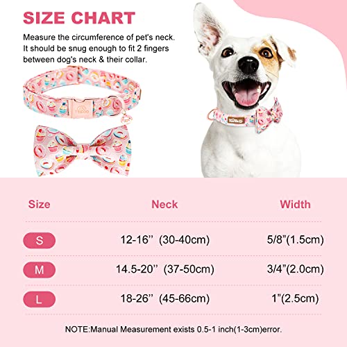 Tunkoo Pink Dog Collar with Bow Tie Cute Cake - Durable, Adjustable, and Stylish Pet Collar Available in Small Medium Large M - color: Cake Collar, size: Medium