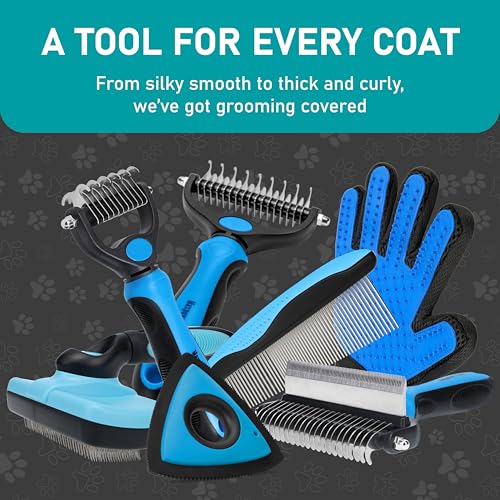 Maxpower Planet Pet Grooming Brush - Double Sided Shedding and Dematting Undercoat Rake Comb for Dogs and Cats,Extra Wide (B1 - Rake, Gloves & Comb, Large) - color: B1 - Rake, Gloves & Comb, size: Large