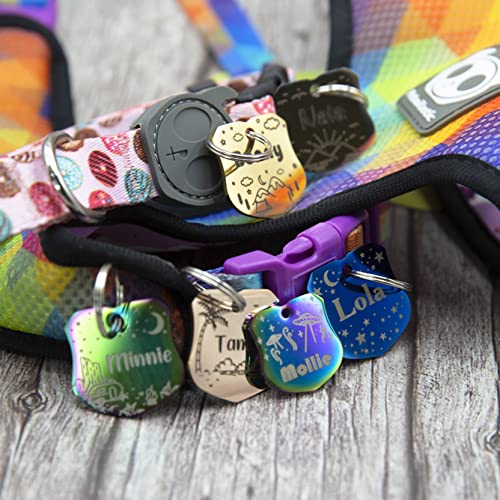 Personalized Dog Tag with 5 Lines of Custom Deep Engraved Durable Stainless Steel Pet ID Name Tag Designer Regular Size Badge - size: Regular, style: Badge