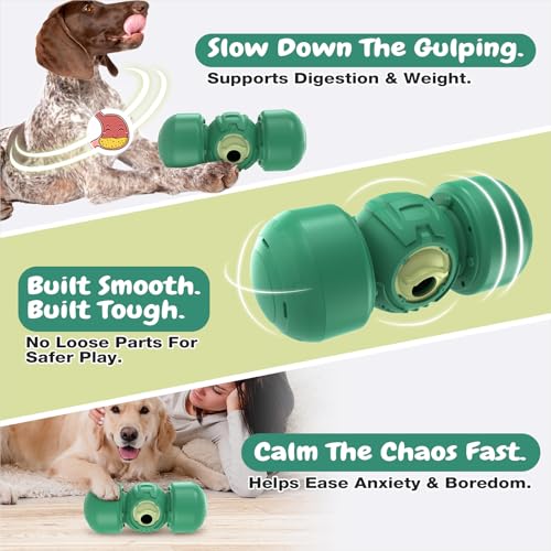 Roll Dog Treat Dispenser Toy, XL Size, Wobble Giggle, Adjustable Slow Feeder Puzzle for Medium & Large Dogs Enrichment Toy