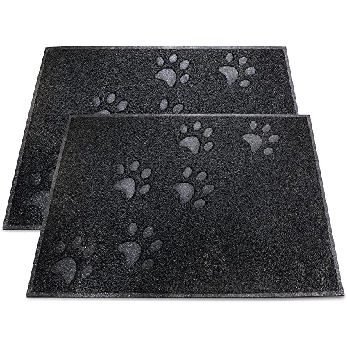 Andalus Small Cat Litter Mat, Pack of 2 - Waterproof, Non-Slip & Easy to Clean Cat Litter Box Mat for Extra Efficient Pet Litter-Trapping, Black (15.75” X 11.75”) - color: Black