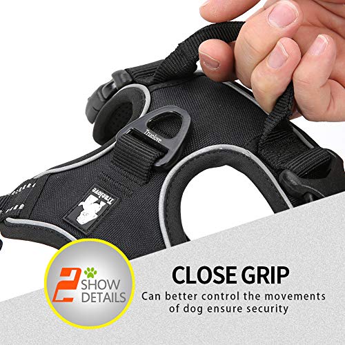 JUXZH Truelove No Pull Dog Harness with Easy Control Handle and 2 Leash Attachments,Reflective Adjustable Pet Vest - color: Black, size: Small (Pack of 1)