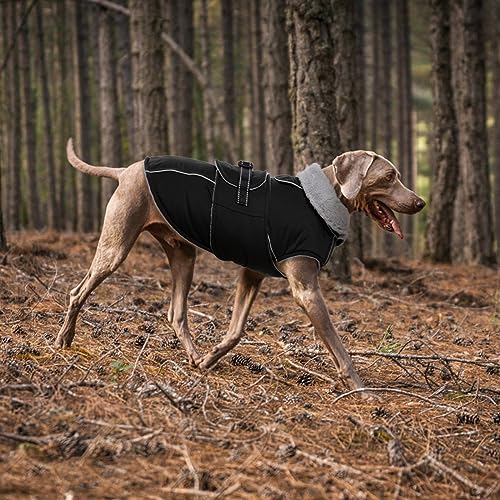 Lelepet Warm Dog Coat Reflective Dog Fleece Vest Waterproof Jacket Windproof Winter Cold Weather Coats with Adjustable Buckle Jackets for Dogs, Black, M - color: Black, size: M