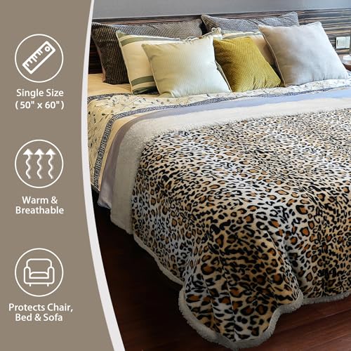 Catalonia Cheetah Sherpa Fleece Throw Blanket, Soft Mink Plush Couch Blanket, Fuzzy TV Bed Blanket, Fluffy Comfy Warm Heavy Throws, Comfort Caring Gift, 50x60 inches - color: Cheetah, size: 50"x60"