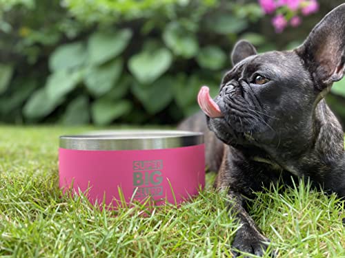 Tuff Pupper 100 oz Heavy Duty Insulated Stainless Steel Dog Bowl for Large Dogs, Non-Slip Base, Dishwasher Safe - color: Punch Pink, size: 100oz