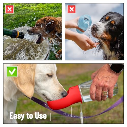 Mr. Pen- Portable Dog Water Bottle, 19 oz, Large, Leak Proof Puppy Water Dispenser with Drinking Feeder for Pets, Outdoor Walking, Hiking, Travel, Not Dishwasher Safe - color: Red