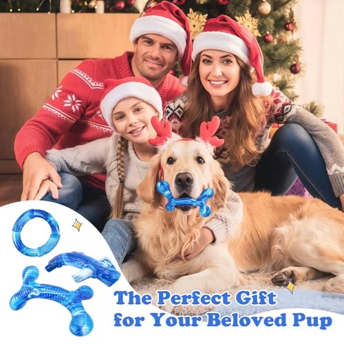 Furdog 3Pack Dog Toys for Aggressive Chewers Dog Chew Toy Tough Dog Toys to Keep Them Busy Bacon Flavor Teething Chew Toys & Dental Health for Large Medium Small Breeds (Blue) - color: Blue