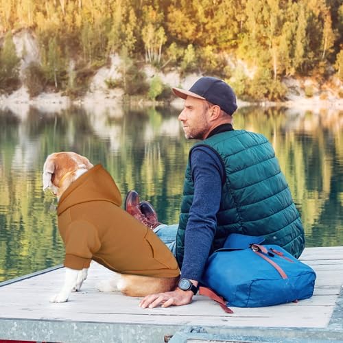 Dog Sweaters for Medium Dogs Dog Hoodie Solid Soft Brushed Fleece Clothes Sweatshirt with Pocket(Coffee-M) - color: Coffee, size: Medium