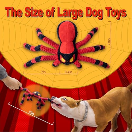 LEGEND SANDY Squeaky Dog Toys- Plush Dog Toys with Soft Fabric for Small, Medium, and Large Dogs Daily Companionship, Training Reward Gift - color: Red Spider