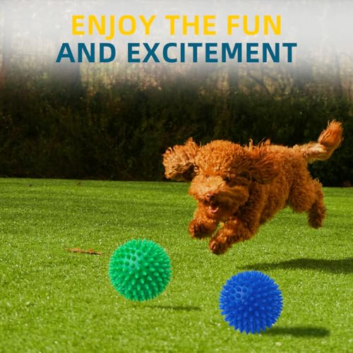 SHARLOVY 4.5'' Squeaky Dog Toy Balls for Large Breeds, Dogs Spiky Balls for Aggressive Chewers, Durable Puppy Chew Toys for Teething, Indestructible Fetch and Train, BPA Free Non-Toxic - size: XL Large Set of 2
