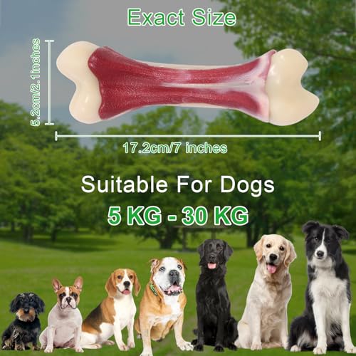 Dog Chew Toys for Aggressive Chewers - Indestructible Nylon Puppy Bone Tough Teething & Calming for Large Medium Breeds(10lbs-70lbs) Birthday Gift Christmas (1 Pack, Beef)