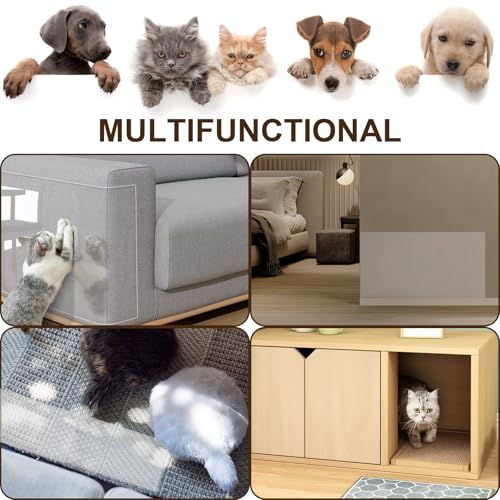 Cat Scratch Furniture Protector,107x 11.8Inch Self Adhesive Anti-Scratch Flexible Sticky Corner Guard for Cat Scratching Protection, Pet Furniture Protector for Sofa, Door, Wall