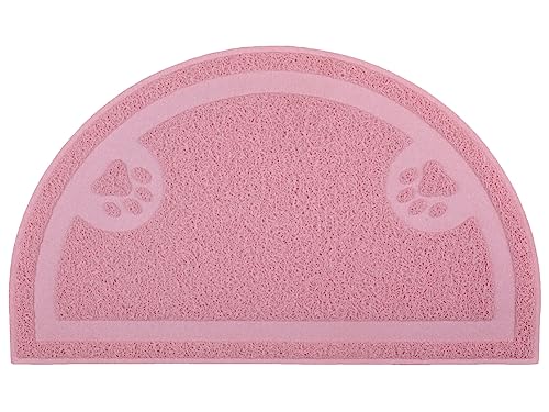 Paw Print Cat Litter Mat, Kitten Litter Mat, Door Mat, Semicircle, 23.5x14.25 Inches (Light Rose) - color: Light Rose