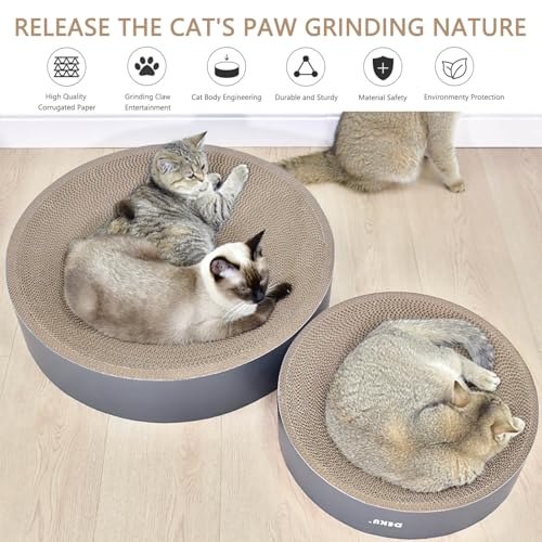 2 in 1 Round Cat Scratching Board, Cardboard Cat Scratcher for Indoor Cats, Corrugated Cat Scratch Pad for Grinding Claws and Rest (16.1'') - size: M (16.1''x16.1"x3.9")