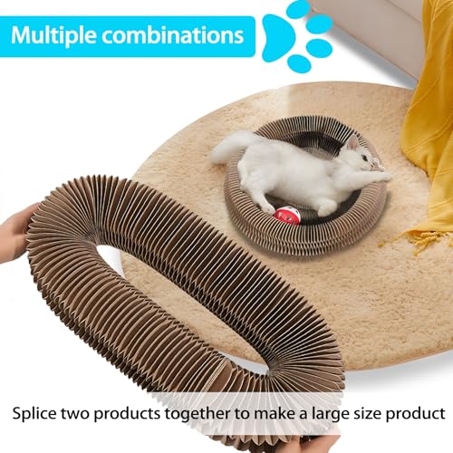 Kitty Kurlz Magic Organ Cat Scratcher Board Foldable Accordion Cats Toy Magic Organ Cat Scratch Board with Bell Balls and Track Adventure (Brown)