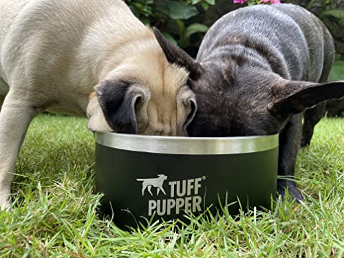 Tuff Pupper 100 oz Heavy Duty Insulated Stainless Steel Dog Bowl for Large Dogs, Non-Slip Base, Dishwasher Safe - color: Epic Black, size: 100oz