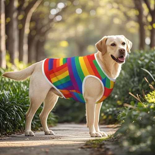 SWEET TANG Dog Lightweight T-Shirt Rainbow LGBT Pride Flag Stripes, Cool Breathable Stretchy Medium Large Dog Shirts, Soft Pet Shirts for Puppy Kitty Cats, X-Large - color: Pattern (192), size: X-Large