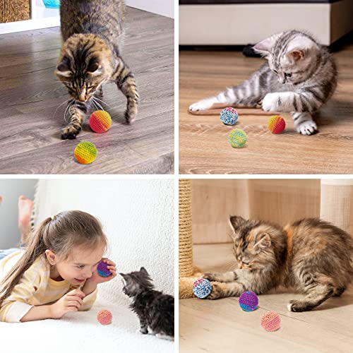 Retro Shaw Cat Toys Balls, Yarn Cat Ball with Bell Inside, Kitten Toys for Indoor Cats Kitty, Interactive Cat Nip Chew Toys for All Pet Breed 6 Pack - size: 1.7 Inches