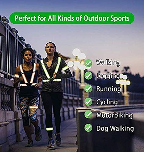 Chiwo Reflective Vest Running Gear 2Pack, High Visibility Adjustable Safety Ves for Night Cycling,Hiking, Jogging,Dog Walking - color: Green Orange