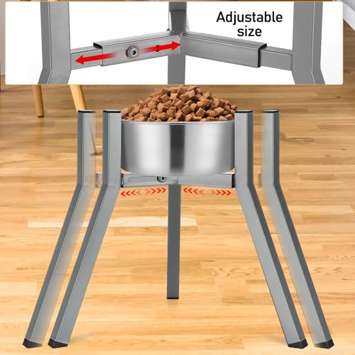 Blulu 2 Pack Adjustable Raised Dog Bowl Stand for Water and Food, Large Anti-Slip Metal Dog Food Holder Wide 7-10.6" Heights 13", Bowl Not Included(Gray) - color: Gray