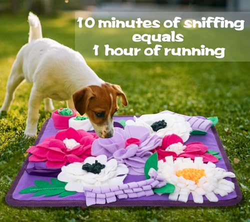 Snuffle Mat for Dogs,Dog Feeding Mat Sniff Mat Interactive Dog Puzzle Mat for Training and Stress Relief Encourages Natural Foraging Skills (Purple) - color: purple