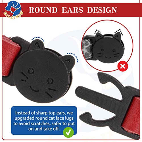 Leather Personalized Breakaway Cat Collar with Studded Bell and Safety Quick Release Buckle - Rivets Studded ID DIY Collars for Boy Girl Cats Kittens, 9" - 11.5" Red - color: Red, size: 9"-11.5"