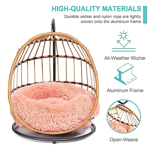 SWITTE Cat Hammock Chair Bed - Removable & Washable Cushion, Hanging Rattan Swing for Indoor Outdoor Cats & Small Dogs, Adjustable Pet Swinging Hammock with 3 Modes - Pink - color: Pink