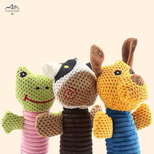 NatureTailsPaw Soft Dog & Cat Toy – Cute Squeaky Interactive Chew Toy for Puppies & Kittens, Durable Plush Teething Toy for Small, Medium & Large Breeds (Frog) - color: Frog