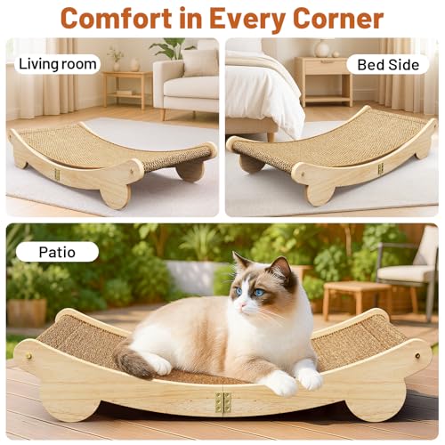 Ordora Extra Large Cat Scratcher: 31.5 inch Cat Scratch Pad&Bed Lounge for Indoor Cats - Modern Cats Furniture for Scratching and Resting - size: Extra Large scratcher