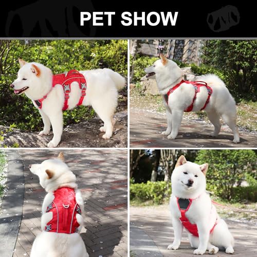 Escape Proof Dog Harness, Lightweight Full Body Pet Vest with Lift Handle and Leash Clip, Reflective Adjustable Small Dog Harness for Daily Walking(Red,Chest:14-22") - color: Red, size: XS: Chest 14-22", Fit 8-12 lbs