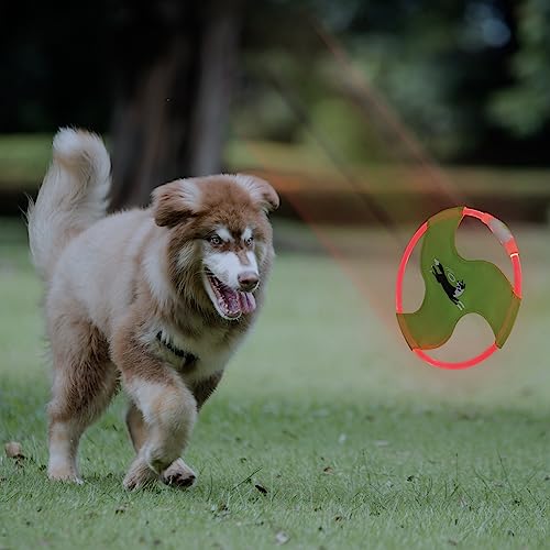 Dog Flying Disc Flyer Dog Toys, Glow in The Dark Nylon Dog Toy with 3 Light Models, Floating Dog Ring Toys for Physical Exercise, Pet Training Throwing Playing - color: Green-1