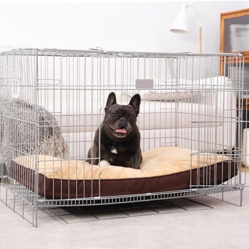 Dog Crate Bed Waterproof Deluxe Plush Dog Beds with Removable Washable Cover Anti-Slip Bottom Pet Sleeping Mattress for Large, Medium, Jumbo, Small Dogs, 23 x 17 inch, Brown - color: Brown, size: 23.0"L x 17.0"W x 3.0"Th