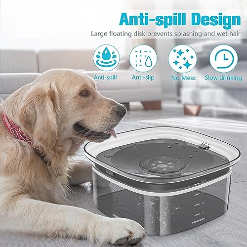UPSKY 4L Dog Water Bowl 135oz No Spill Dog Bowl Extra Large Capacity Slow Drinking Water Feeder, Splash Proof Pet Water Dispenser Vehicle Carried Travel Water Floating Bowl for Dogs, Cats - color: I-Black, size: 4 L