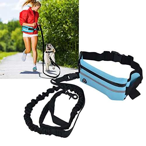 Generic Belt Bag Dog Leash Set, Hands Free Waist Pack with Reflective Strips and D Ring, for Walking Running Hiking Training (Sky Blue) - color: Sky Blue
