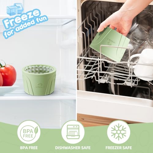 Dog Slow Feeder Lick Bowl, Anxiety Relief Dog Licking Mat Treat Dispenser, Non-Slip Anti-Choking Slow Eating Lick Bowl for Small Medium and Large Breed Dogs, BPA Free Silicone - color: Green, size: M-L