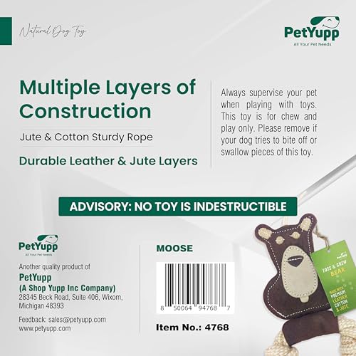 Cotton Rope Ring Dog Chew Toy for Small Dogs & Puppies - Durable Leather Dog Toy for Light Chewers - Natural & Perfect Puppy Toy for Chewing Exercise & Dental Health (Bear) - style: Cotton Rope Ring - Bear