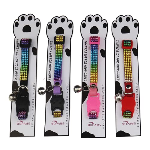 Cat Collar Breakaway Bling Diamond Rhinestone with Bell Adjustable for Cats and Kitten Girl boy (Black) - color: Black