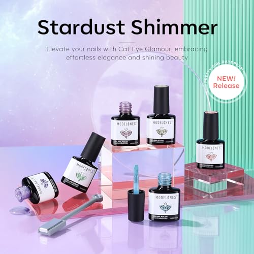 modelones Cat Eye Gel Nail Polish 6 Colors Red Green Silver Purple Blue Glitter Cat Eye Gel Polish Holographic 9D Semi-transparent With Magnet Soak Off Led Nail Art DIY Salon Gifts For Women Girl - color: A-1 Galaxy Cat Eye