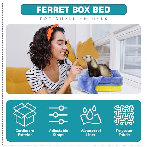 Ferret Hammock For Cage Box, use as Hanging Bed or Secure to Cage. Ferret Cage Accessories w/ Adjustable Straps, Perfect Small Pet Bed, Hanging cat hammock Bed, Guinea Pig Bed or Rabbit Bed.