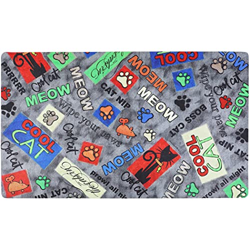 Drymate Cat Bowl Placemat, Pet Food Feeding Mat - Absorbent Fabric, Waterproof Backing, Slip-Resistant - Machine Washable/Durable (USA Made) (12” x 20”) (Cool Cat Grey) - color: Cool Cat Grey, size: Small (12" x 20")