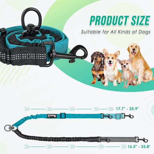 3-in-1 Double Dog Leash for Two Dogs, Adjustable Dual Leash with 360° Swivel & Bungee Shock Absorption, No-Tangle Reflective Coupler,for Walking, Running, Training (Black+Purple) - color: Black+Purple