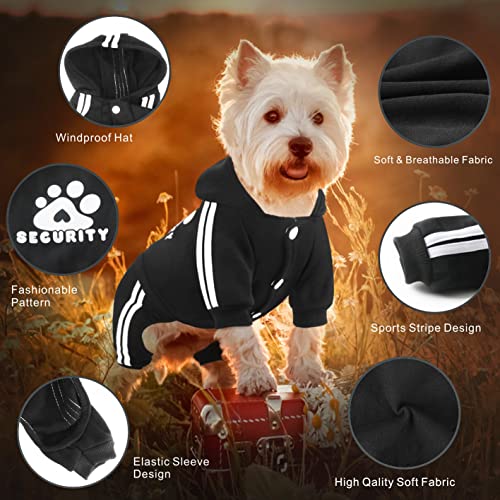 Dog Hoodie Security Clothes 4 Legs Jumpsuit Sweatshirt Hoodies Soft & Warm Dog Outfit Pullover Dog Winter Clothes Sweater for Small Medium Large Dogs Cats (Black, Large) - color: Black, size: Large
