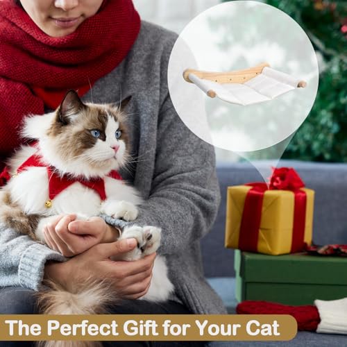 Heavy Duty Wooden Wall Mounted Cat Hammock - 21 * 18 in for Extra Large Indoor Cats 30 Lbs